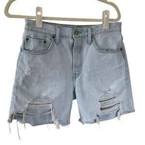 Levi's 501™ Mid-Thigh Frayed Shake It Up Light Denim Jean Shorts 28 100% Cotton